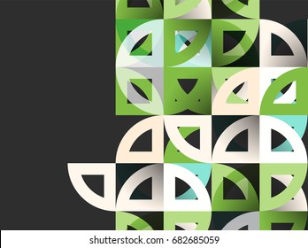 Corte círculos de papel, mosaico mistura design de padrão geométrico. Modelo de apresentação comercial ou tecnológica, folheto ou layout de panfleto ou banner geométrico da Web