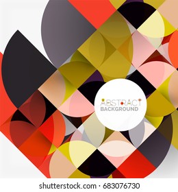 Cut paper circles, mosaic mix geometric pattern design. Business or technology presentation template, brochure or flyer layout, or geometric web banner