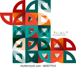 Cut paper circles, mosaic mix geometric pattern design. Business or technology presentation template, brochure or flyer layout, or geometric web banner