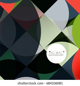 Cut paper circles, mosaic mix geometric pattern design. Business or technology presentation template, brochure or flyer layout, or geometric web banner
