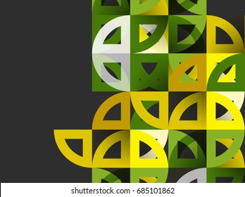 Cut paper circles, mosaic mix geometric pattern design. Business or technology presentation template, brochure or flyer layout, or geometric web banner