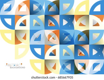 Cut paper circles, mosaic mix geometric pattern design. Business or technology presentation template, brochure or flyer layout, or geometric web banner