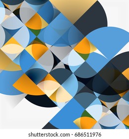 Cut paper circles, mosaic mix geometric pattern design. Business or technology presentation template, brochure or flyer layout, or geometric web banner
