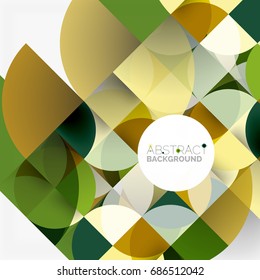 Cut paper circles, mosaic mix geometric pattern design. Business or technology presentation template, brochure or flyer layout, or geometric web banner