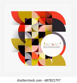 Cut paper circles, mosaic mix geometric pattern design. Business or technology presentation template, brochure or flyer layout, or geometric web banner