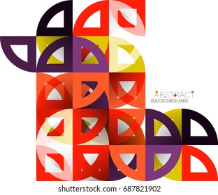 Cut paper circles, mosaic mix geometric pattern design. Business or technology presentation template, brochure or flyer layout, or geometric web banner