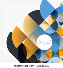 Círculos de papel cortado, diseño de patrones geométricos de mezcla de mosaicos. Plantilla de presentación de negocios o tecnología, diseño de folletos o volantes, o banner web geométrico