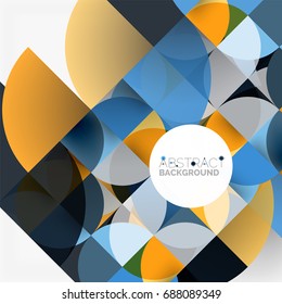 Cut paper circles, mosaic mix geometric pattern design. Business or technology presentation template, brochure or flyer layout, or geometric web banner