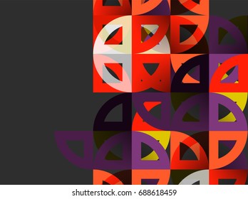 Cut paper circles, mosaic mix geometric pattern design. Business or technology presentation template, brochure or flyer layout, or geometric web banner