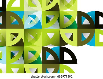 Cut paper circles, mosaic mix geometric pattern design. Business or technology presentation template, brochure or flyer layout, or geometric web banner
