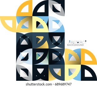 Cut paper circles, mosaic mix geometric pattern design. Business or technology presentation template, brochure or flyer layout, or geometric web banner