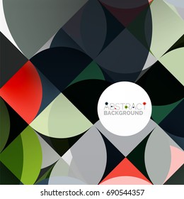 Corte círculos de papel, mosaico mistura design de padrão geométrico. Modelo de apresentação comercial ou tecnológica, folheto ou layout de panfleto ou banner geométrico da Web