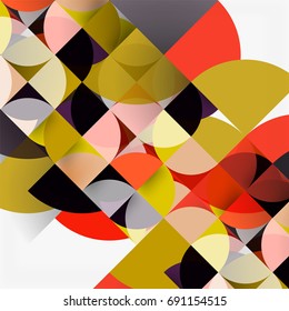 Cut paper circles, mosaic mix geometric pattern design. Business or technology presentation template, brochure or flyer layout, or geometric web banner