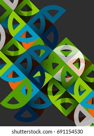 Cut paper circles, mosaic mix geometric pattern design. Business or technology presentation template, brochure or flyer layout, or geometric web banner