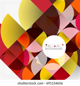Cut paper circles, mosaic mix geometric pattern design. Business or technology presentation template, brochure or flyer layout, or geometric web banner