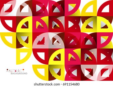 Círculos de papel cortado, diseño de patrones geométricos de mezcla de mosaicos. Plantilla de presentación de negocios o tecnología, diseño de folletos o volantes, o banner web geométrico