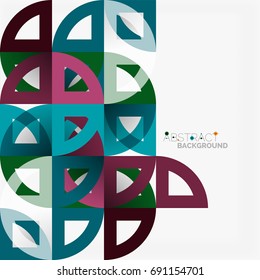 Cut paper circles, mosaic mix geometric pattern design. Business or technology presentation template, brochure or flyer layout, or geometric web banner