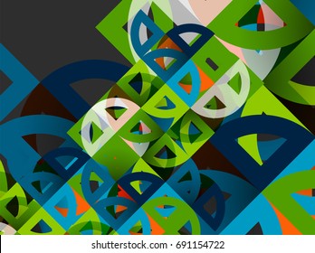 Cut paper circles, mosaic mix geometric pattern design. Business or technology presentation template, brochure or flyer layout, or geometric web banner
