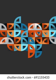 Círculos de papel cortado, diseño de patrones geométricos de mezcla de mosaicos. Plantilla de presentación de negocios o tecnología, diseño de folletos o volantes, o banner web geométrico