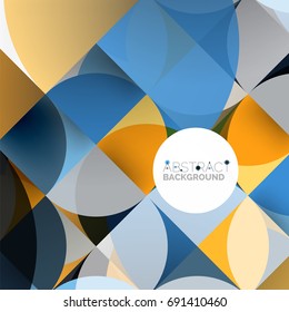 Cut paper circles, mosaic mix geometric pattern design. Business or technology presentation template, brochure or flyer layout, or geometric web banner