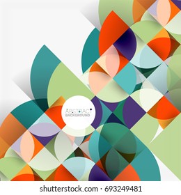 Cut paper circles, mosaic mix geometric pattern design. Business or technology presentation template, brochure or flyer layout, or geometric web banner