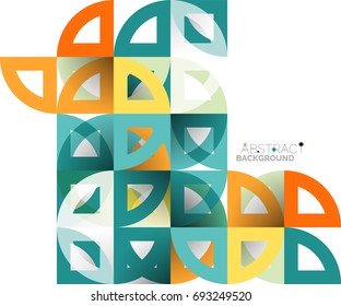 Círculos de papel cortado, diseño de patrones geométricos de mezcla de mosaicos. Plantilla de presentación de negocios o tecnología, diseño de folletos o volantes, o banner web geométrico