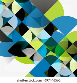 Cut paper circles, mosaic mix geometric pattern design. Business or technology presentation template, brochure or flyer layout, or geometric web banner