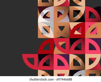 Cut paper circles, mosaic mix geometric pattern design. Business or technology presentation template, brochure or flyer layout, or geometric web banner