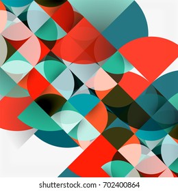 Cut Paper Circles, Mosaic Mix Geometric Pattern Design. Business Or Technology Presentation Template, Brochure Or Flyer Layout, Or Geometric Web Banner