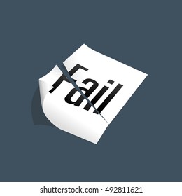 Cut paper fail on dark background, vector illustration.