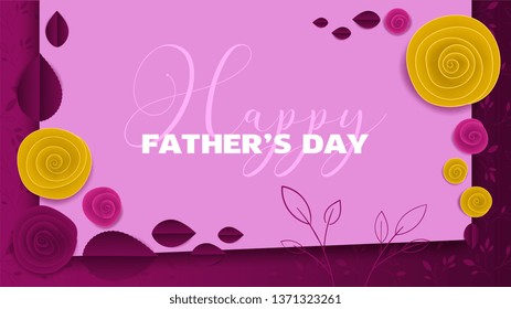 Cut paper floral vector banner Fathers Day