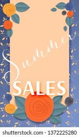 Cut paper floral vector banner summer sales