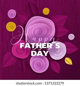 Cut paper floral vector square banner Fathers Day