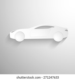 Cut paper forms a sport car silhouette. EPS10 vector background.