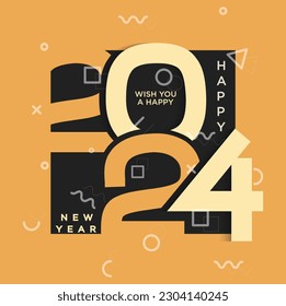 cut paper illustration makes a unique 2024 new year number.
