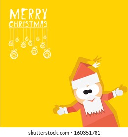 cut paper origami Santa claus . Vector illustration for christmas card.