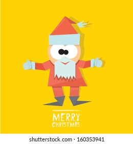 cut paper origami Santa claus . Vector illustration for christmas card.