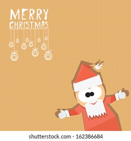 cut paper origami Santa claus on vintage paper background . Vector illustration for christmas card design.