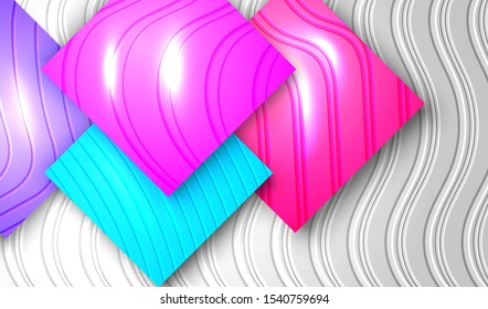 Cut Paper Style. Creative White Relief Background, Purple Violet Turquoise Pieces. Landing Page for Card, Banner, Poster, Cover, Flyer, Journal, Magazine, Template. 3D Art Concept Vector Illustration.