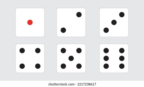 cut pass dice game icon set on white background, icon for game design, flat illustration, casino concept, random symbol, luck sign, simple design