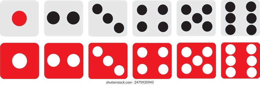 Cut pass dice game icon set on transparent background, casino concept, random symbol. Vector illustration.