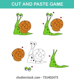 cut and past game,easy educational paper games for kids.illustration,vector.