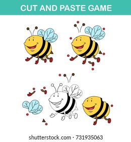 cut and past game,easy educational paper games for kids.illustration,vector.