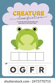 cut and paste animal learning alphabet english language worksheet printable for kids fun education