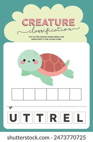 cut and paste animal learning alphabet english language worksheet printable for kids fun education