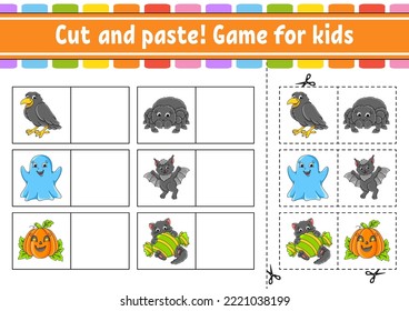 Cut and paste. Game for kids. Educational activity worksheet for kids and toddlers. Game for children. Vector illustration.