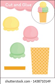 Cut and Paste Worksheet - Ice Cream