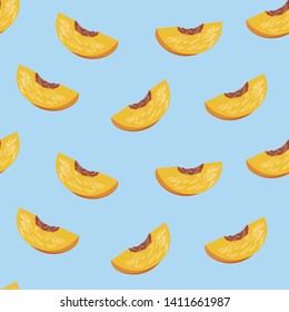 Cut peach pattern on the blue background, vector isolated pattern