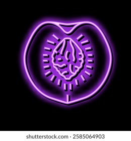 cut peach pit neon light sign vector. cut peach pit illustration