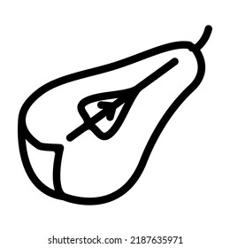 cut pear line icon vector. cut pear sign. isolated contour symbol black illustration